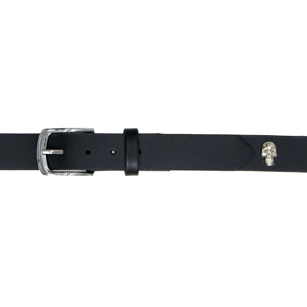 Full Skull Black Leather Belt