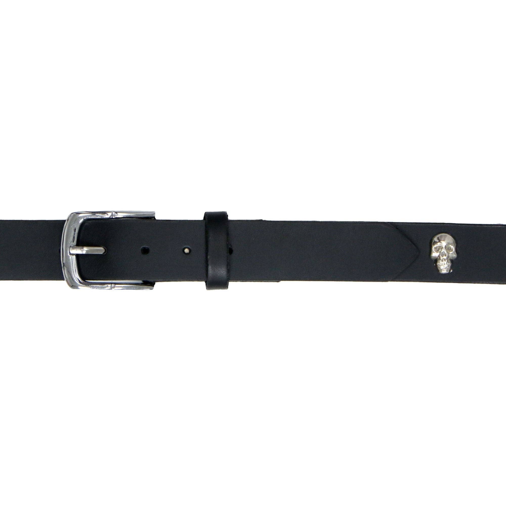 Full Skull Black Leather Belt