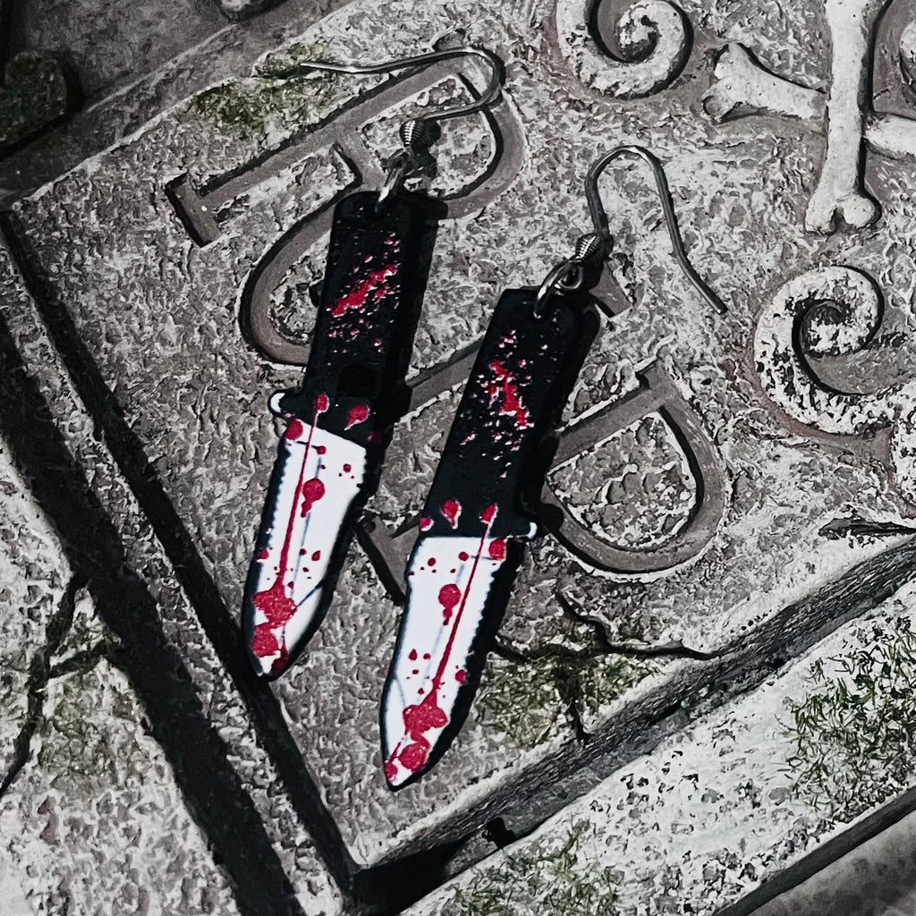 Bloody Scares Earrings - Stabby Knife