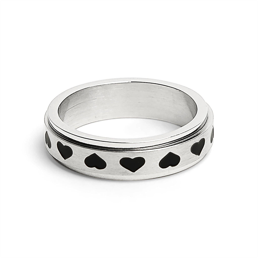 Black Hearted Spinner Ring