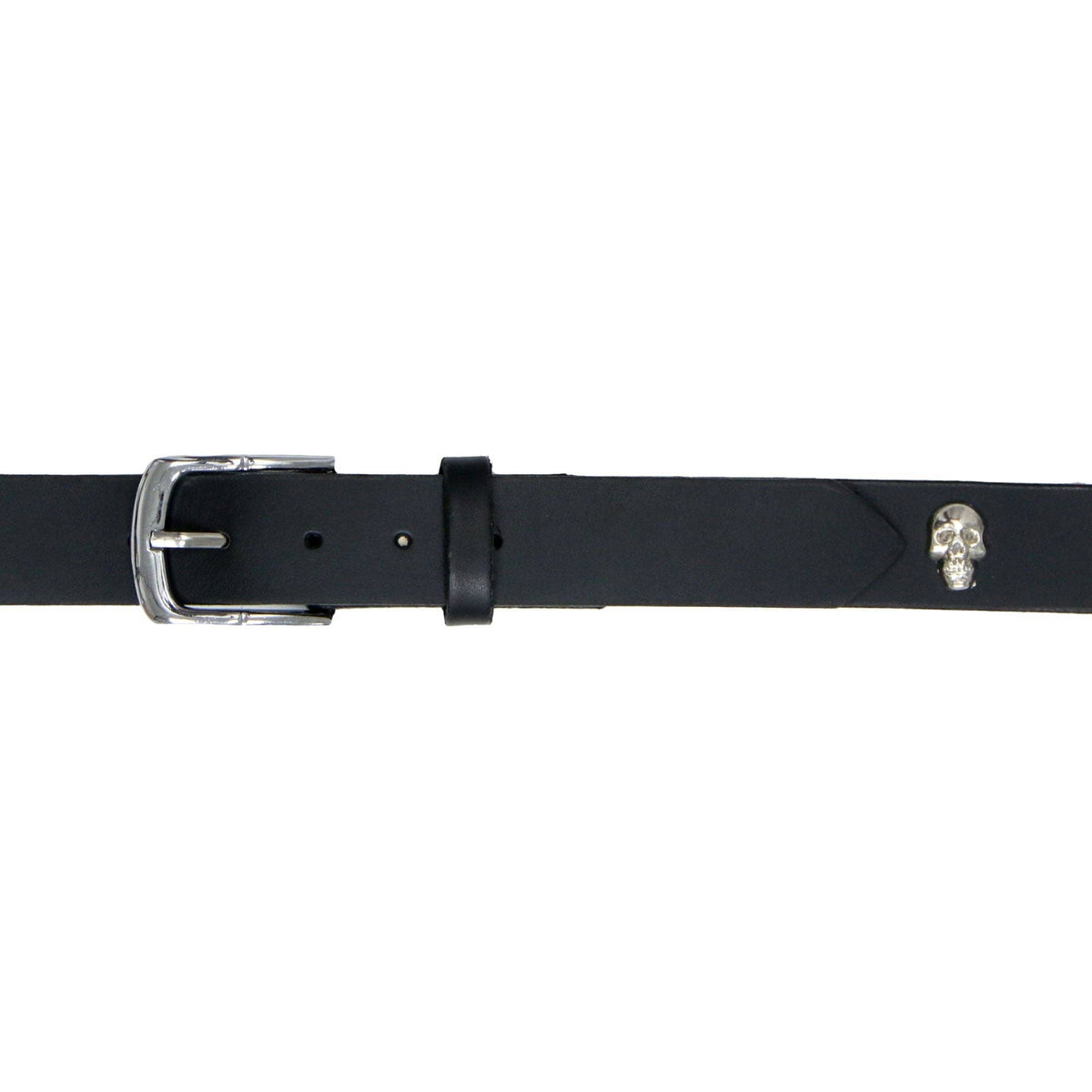 Full Skull Black Leather Belt