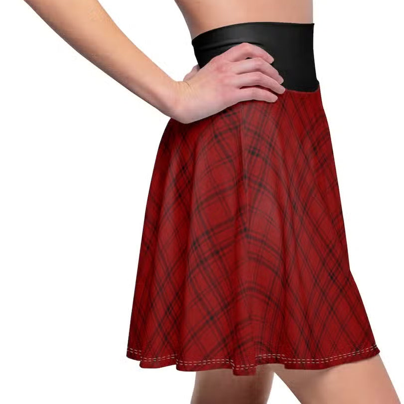 Jennacidal Rust Red Tartan Skater Skirt