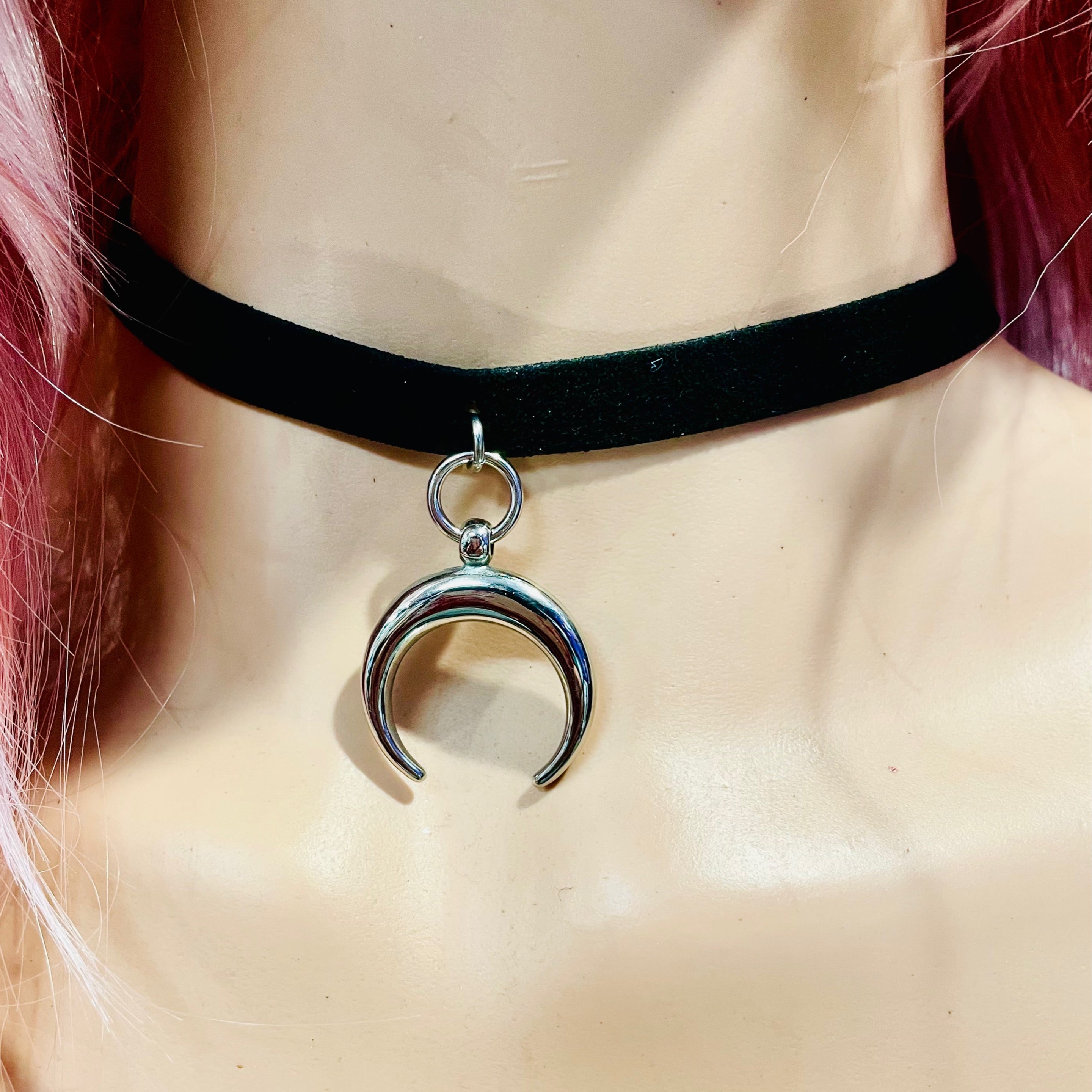 Crescent Moon Vegan Leather Choker
