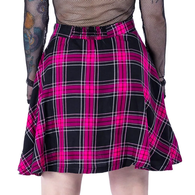 Hexed Psycho Pink Tartan Skirt