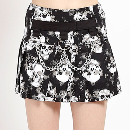 Shadow Skull Mary Chain Pleated Skirt