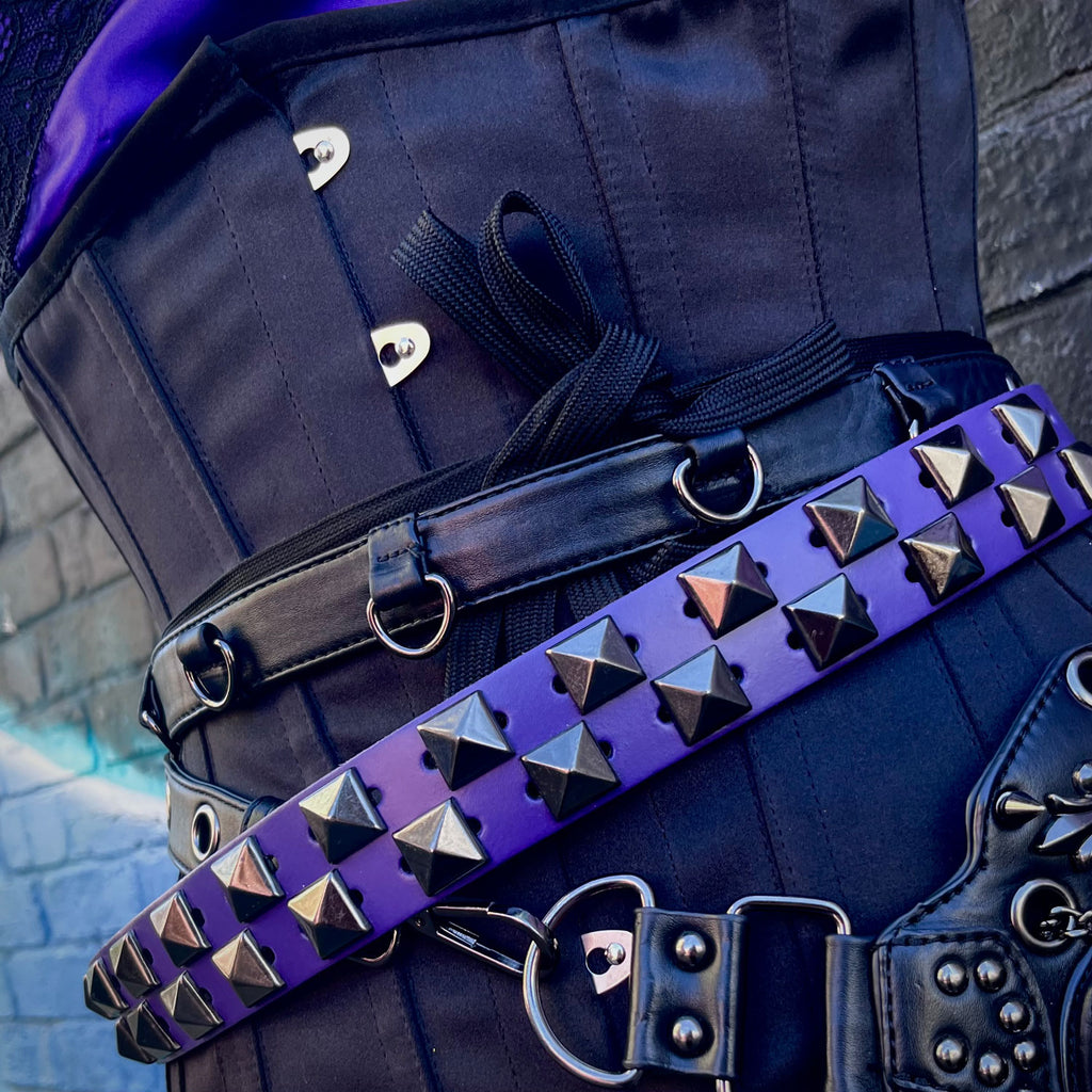 Purple Divide Studded Leather Belt (Medium)