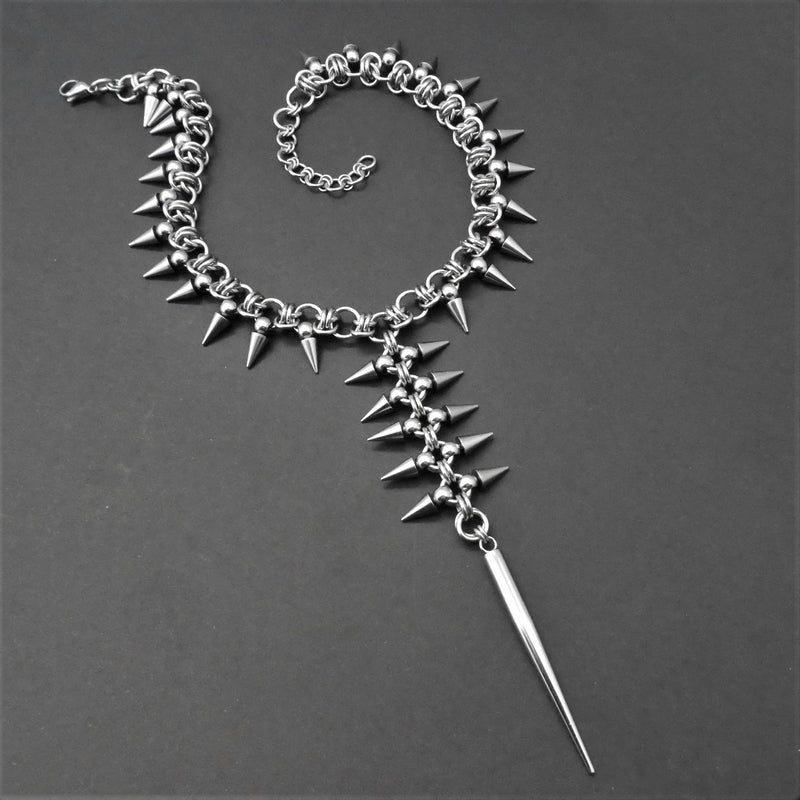 Skeletal Remains Spiked Stainless Steel Necklace