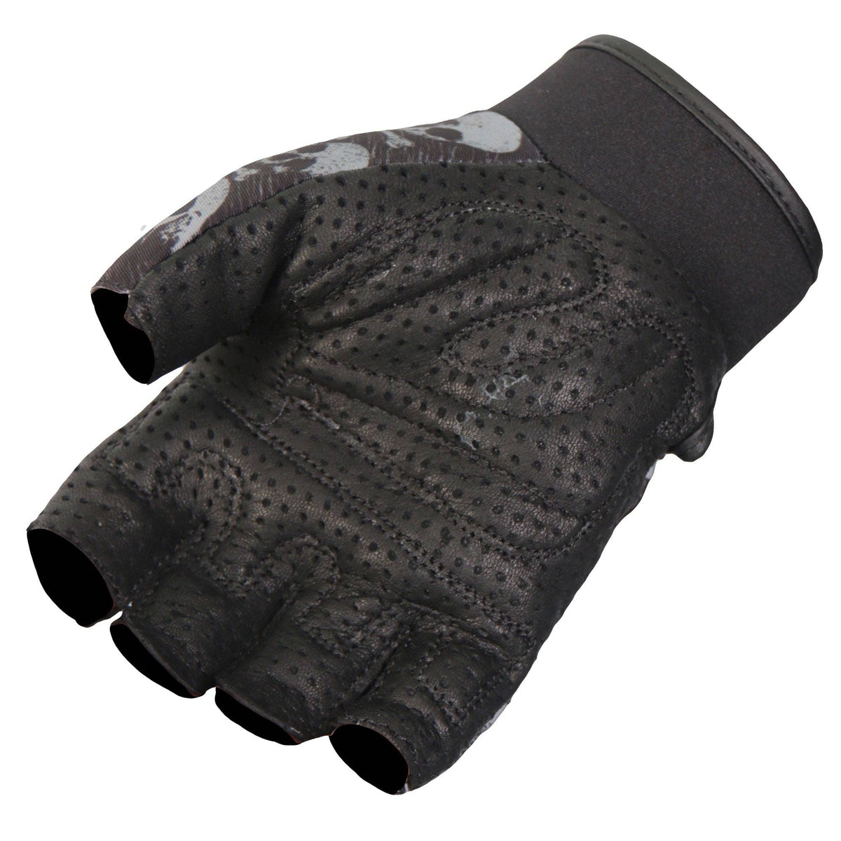 Ancient Skulls Fingerless Leather Gloves