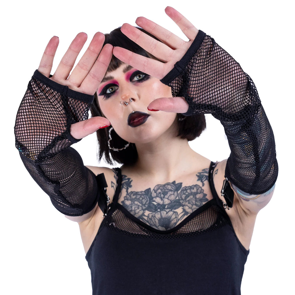 Coventina Fishnet Sleeve Dress