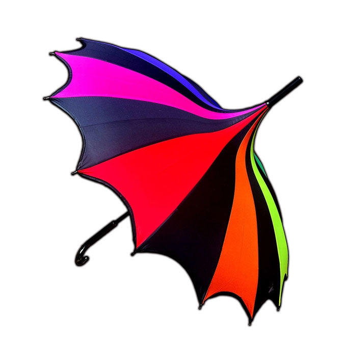 Batwing Pagoda Umbrella - True Black Rainbow