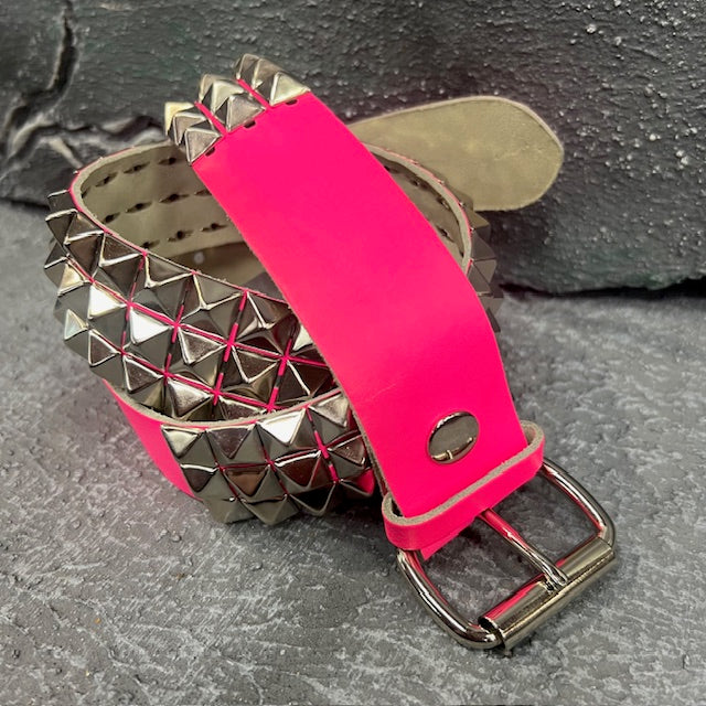Glaminator Hot Pink Studded Leather Belt (Medium)