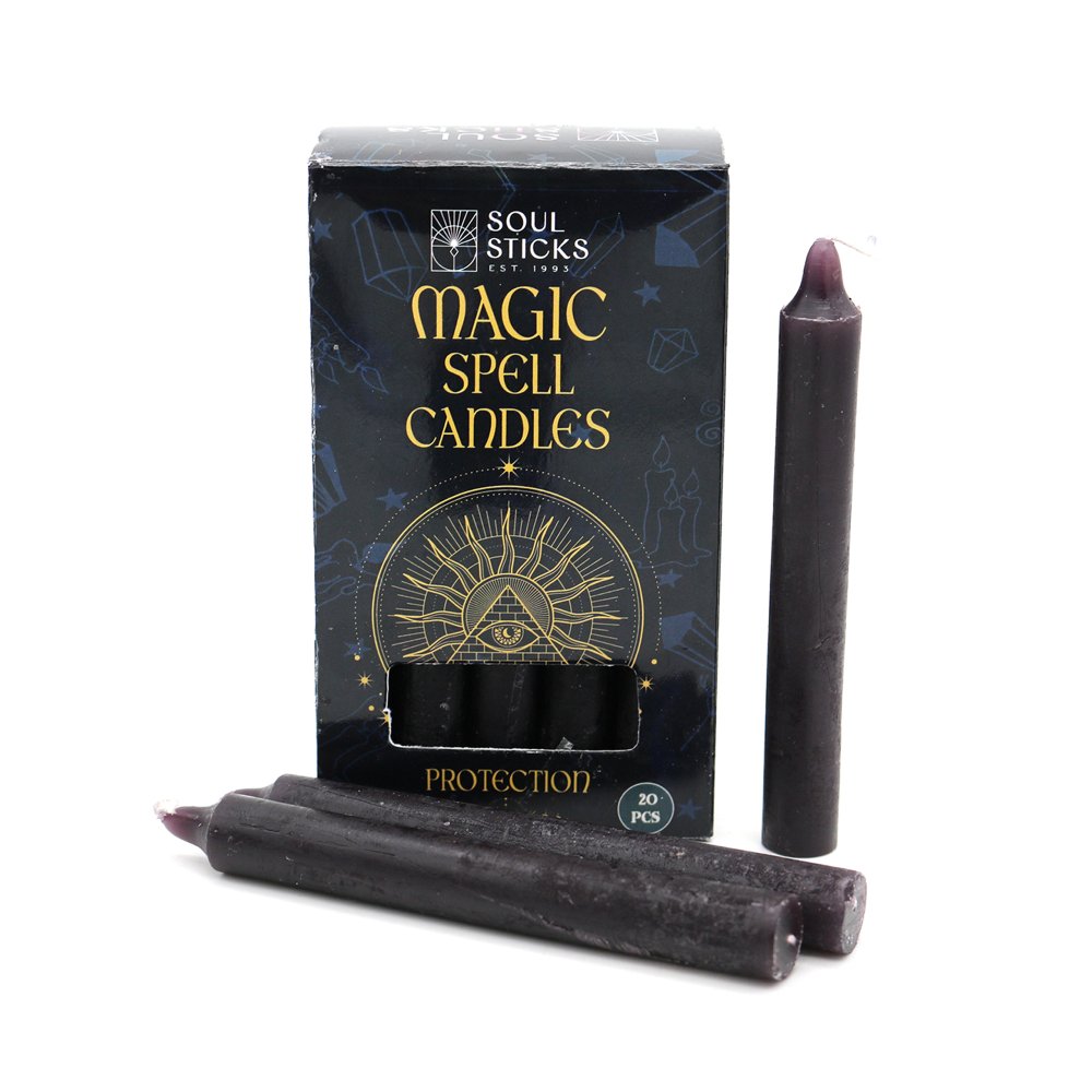 Spell Ritual Mini Candles - 20pk Protection: Black