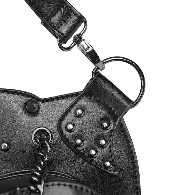 Punk Style Skull Embroidered Bag: Black