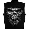 Hot Leathers GMD5237 Mens 'Shredder Skull' Black Sleeveless Denim Shirt: BLACK, L