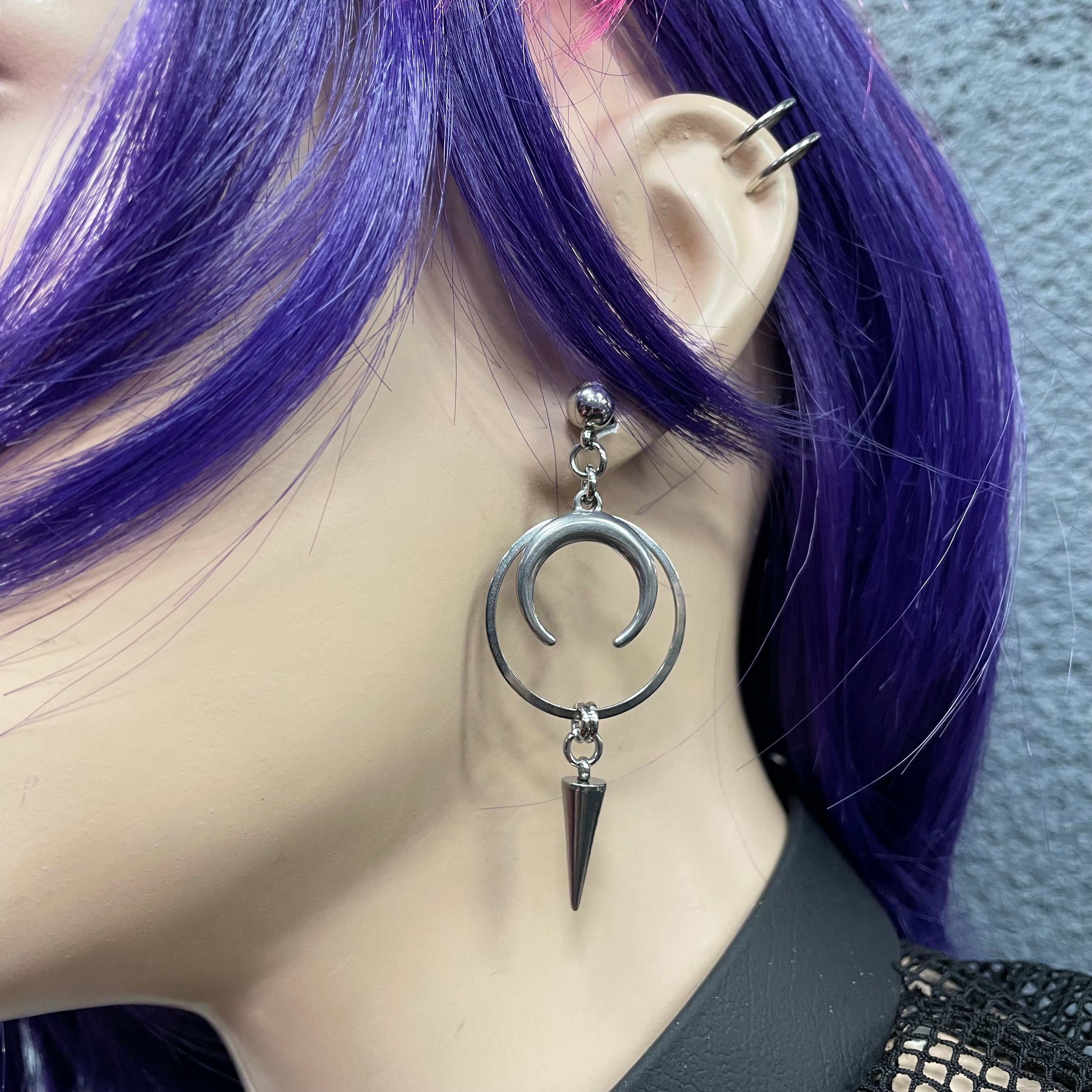 Luna Spike Hallow Hoops Earrings