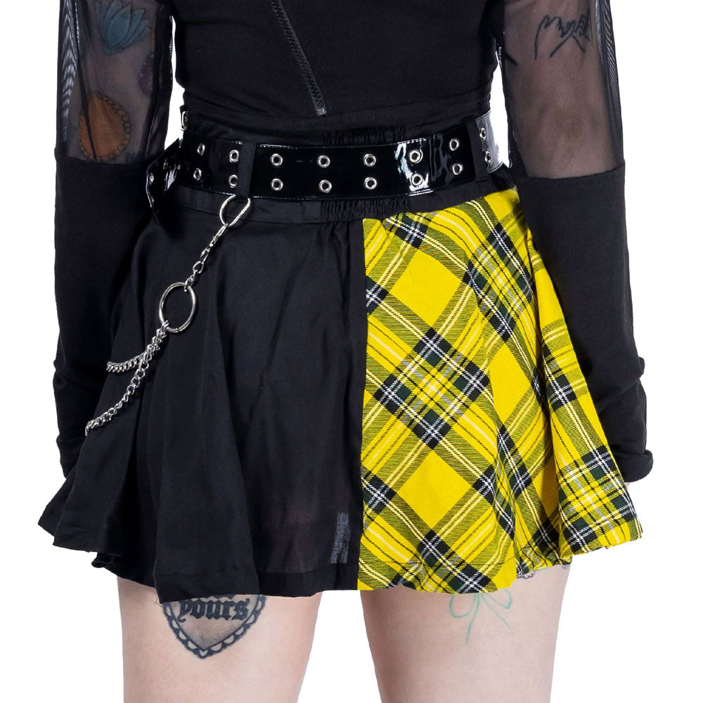 Everleigh Yellow Tartan Split Skirt