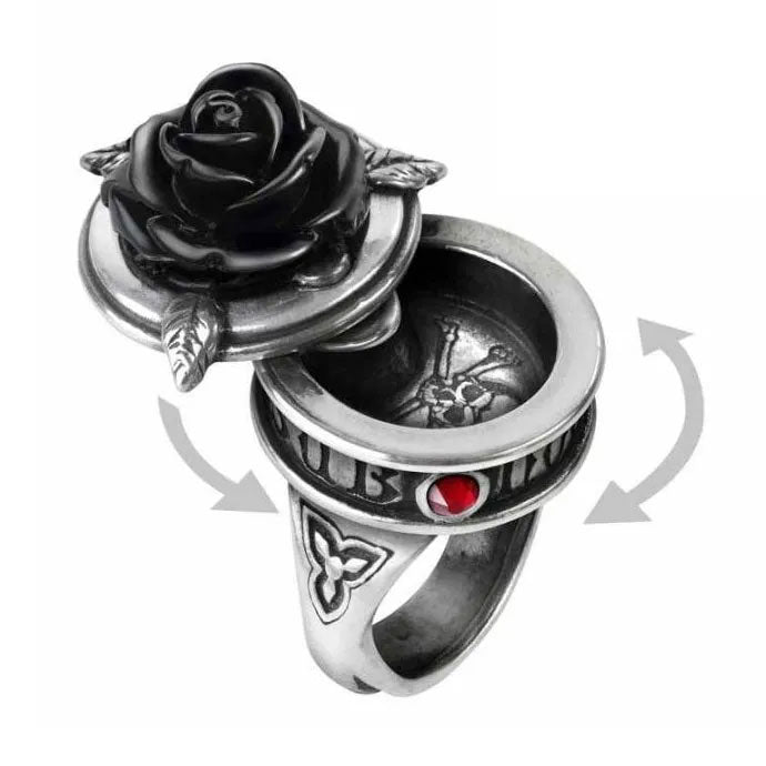 Sub Rosa Black Rose Poison Ring