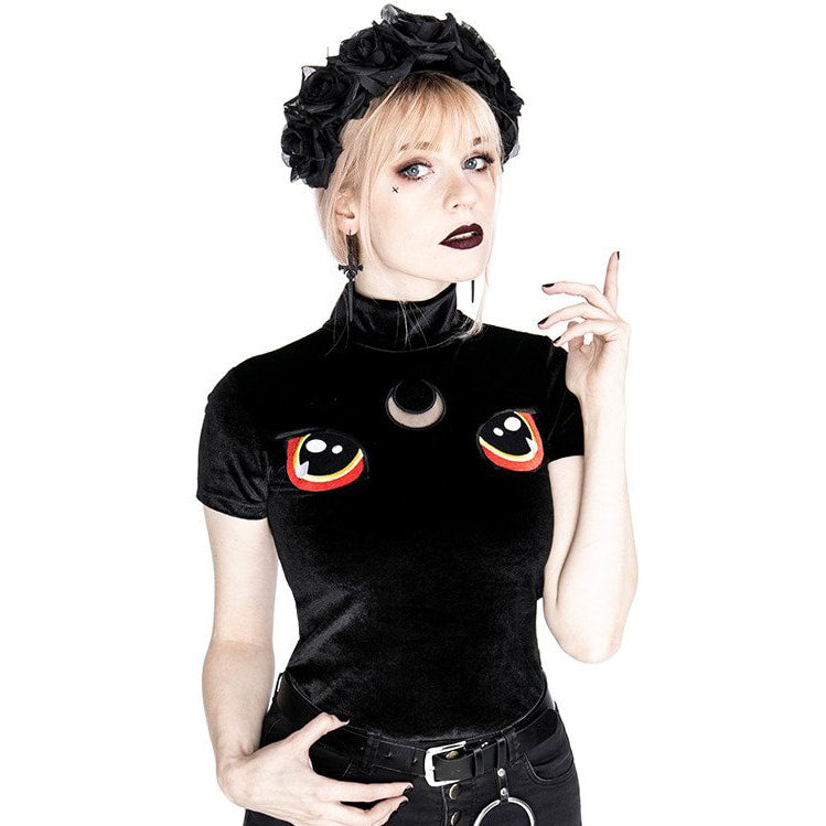 Night Cat Velvet Top