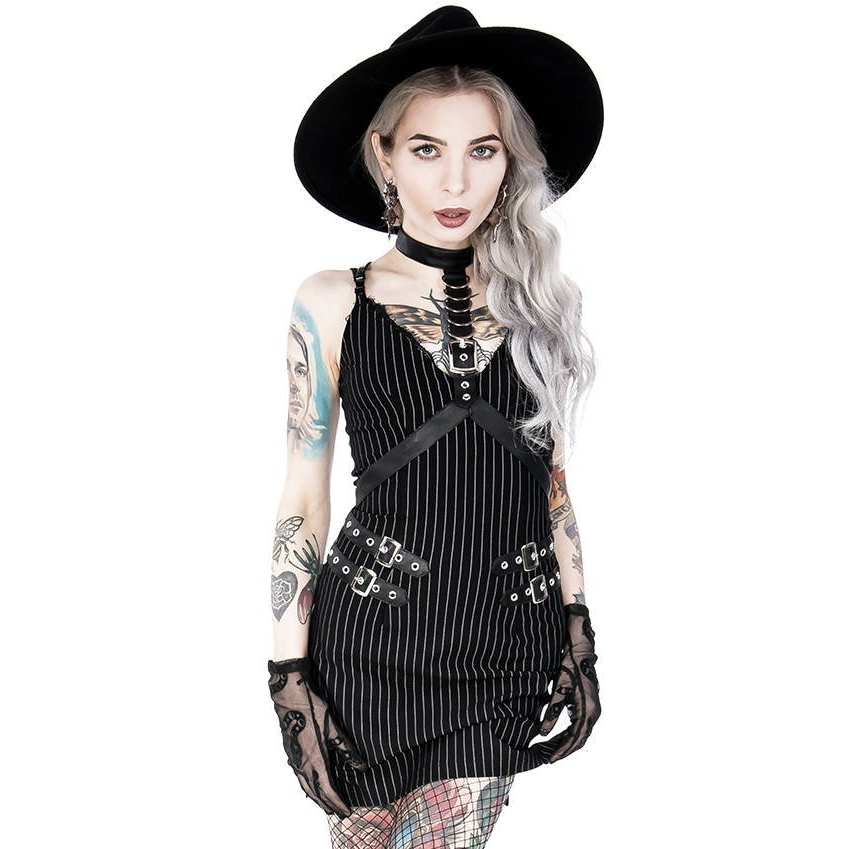 Comare Collared Pinstripe Mini Dress