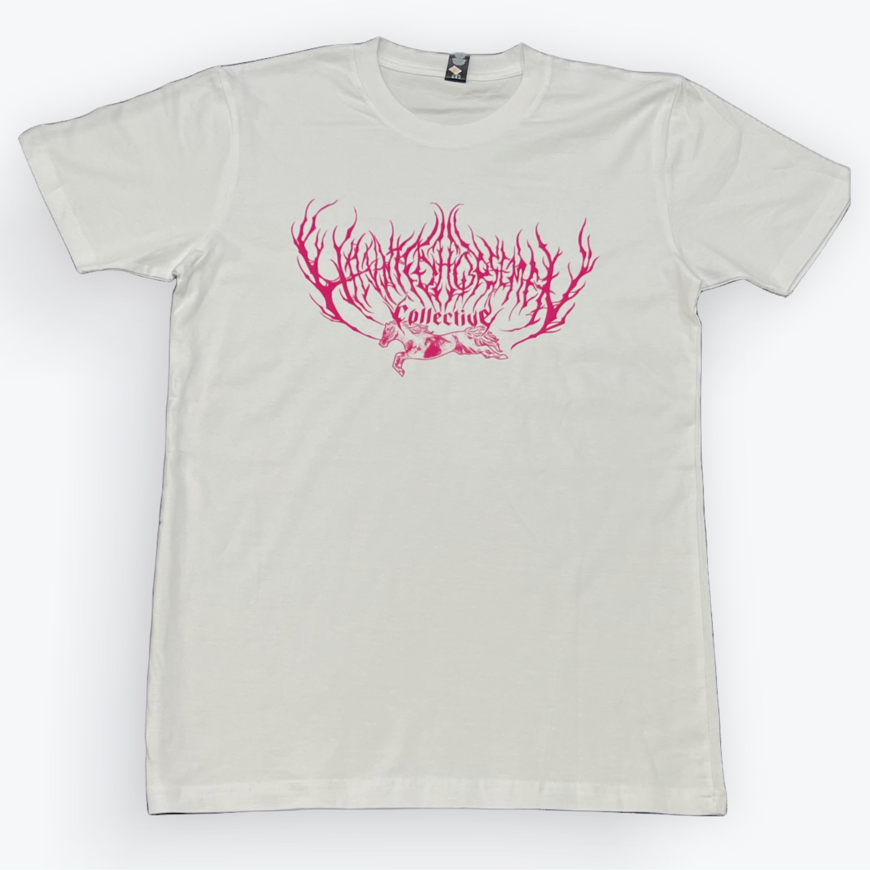 Haunted Horsemen Poltergeist White/Pink Tee