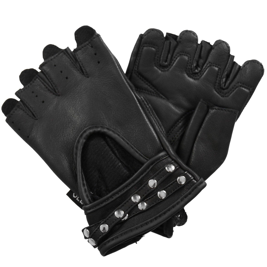 Hot Leathers GVL1010 Ladies Fingerless Gel Palm Gloves with Studs: BLK, XS