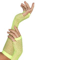 Fishnet Long Fingerless Gloves - Yellow (UV Reactive)