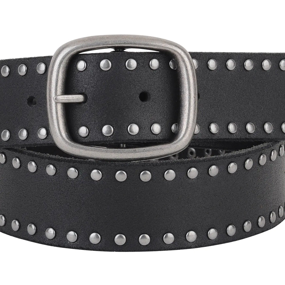 Distortion Stud Lined Leather Belt