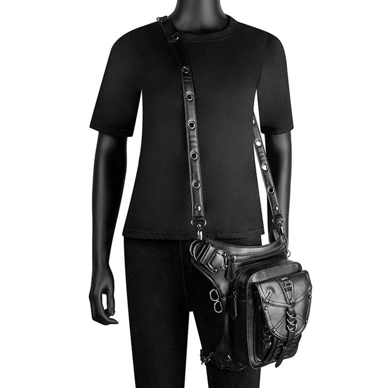 Punk Style Rivet Chain Bag: Black