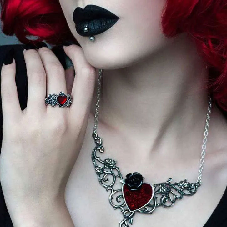 Betrothal Red Gothic Heart Ring