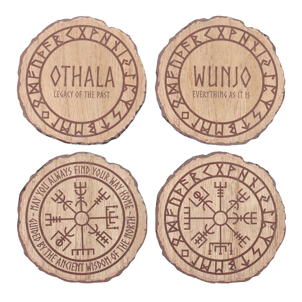 Norse Mythology Wooden Sliced Coasters - 4 pack