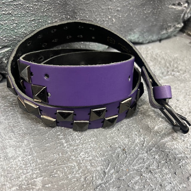 Purple Divide Studded Leather Belt