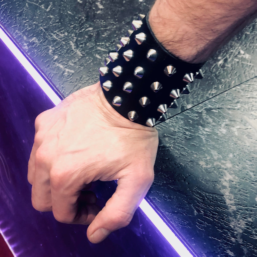 Jahannam Premium Leather Spike Cuff