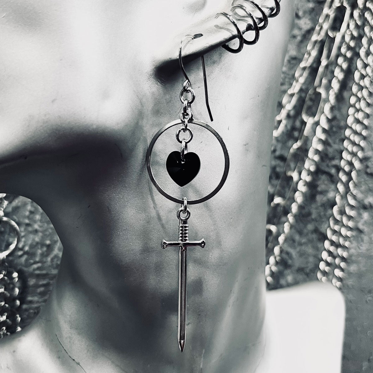 Black Heart of Honour Earrings