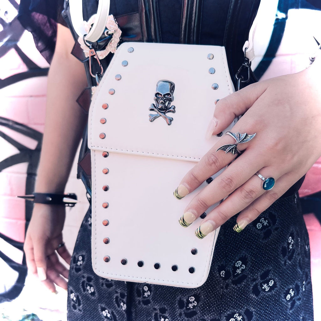 Haunted Death Skull Studded Crossbody Bag