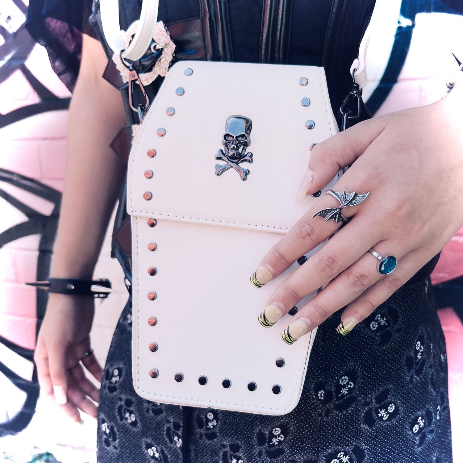 Haunted Death Skull Studded Crossbody Bag