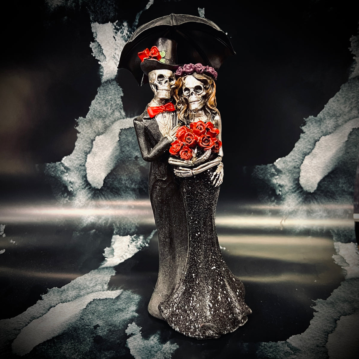 Mourning After Skeleton Embrace Statue