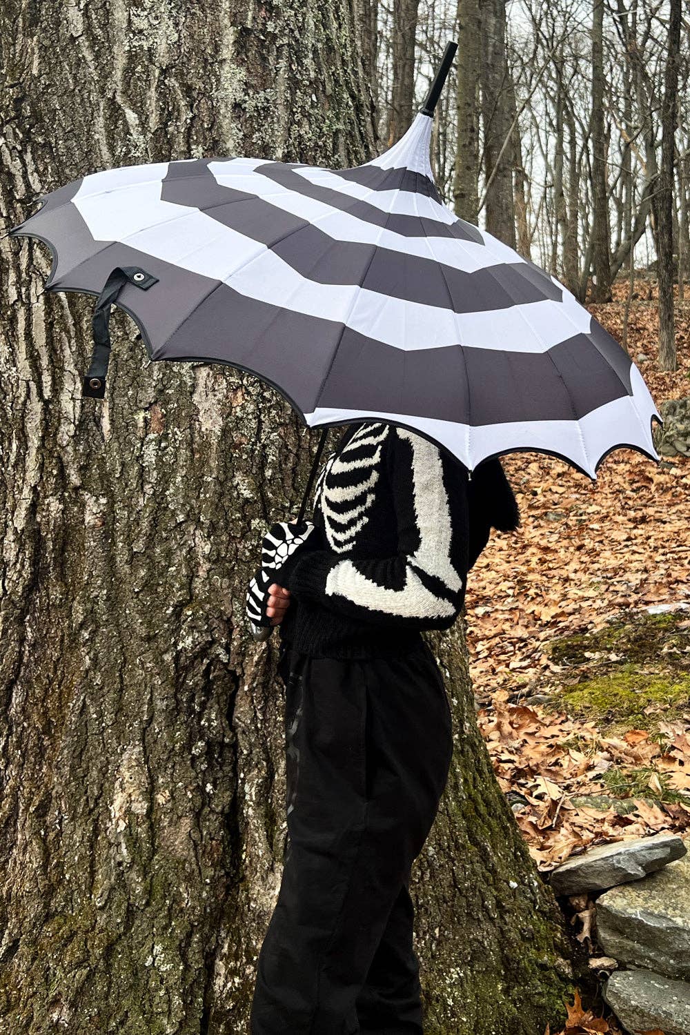 Batwing Spooky Ghostly Spiral Pagoda Umbrella