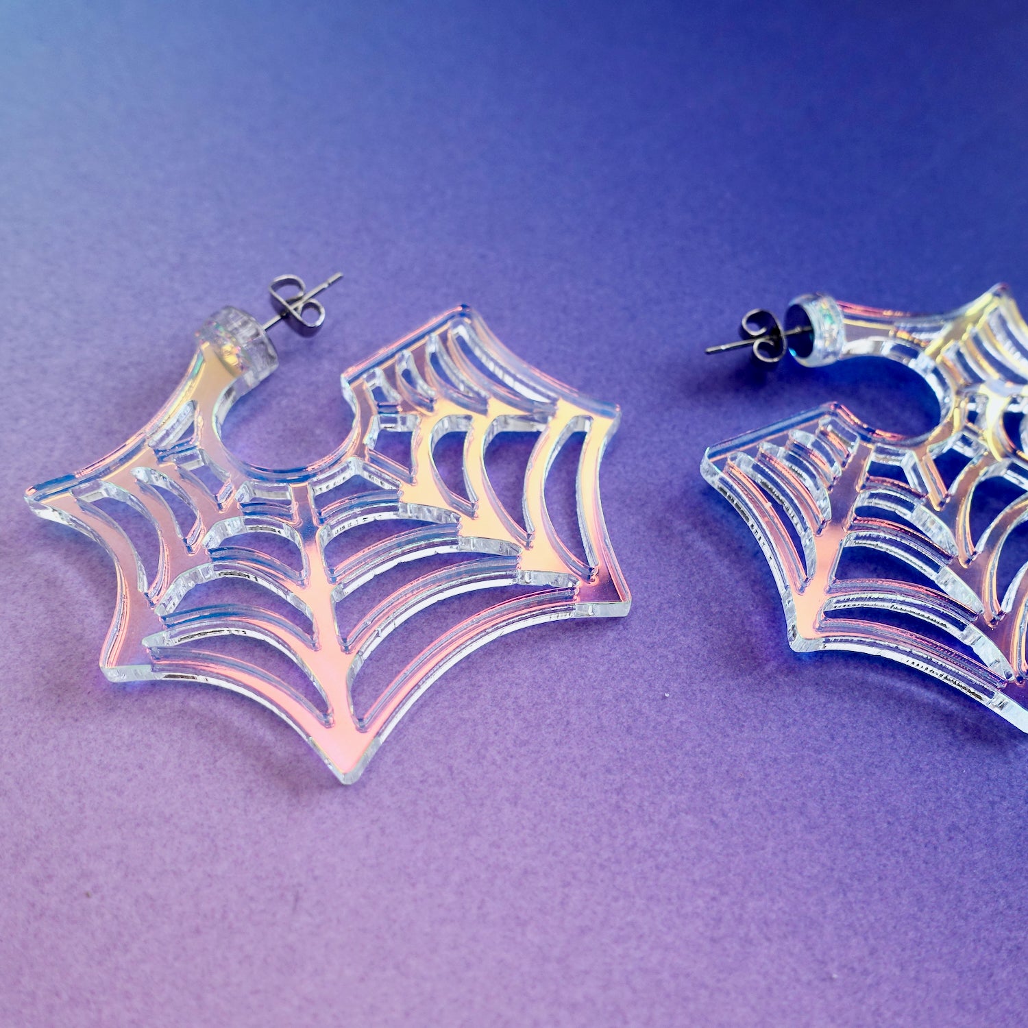 Spiderweb Hoop Earrings - Shimmering Mist