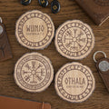 Norse Mythology Wooden Sliced Coasters - 4 pack