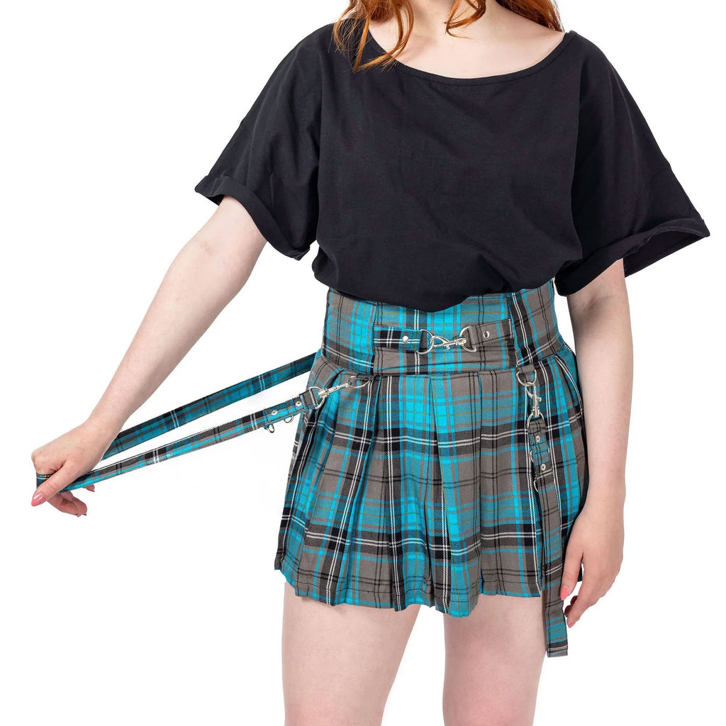 Woe Is Me Turquoise Tartan Skirt