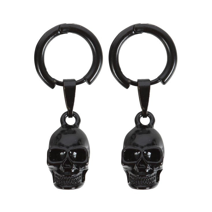 Black Obsidian Skull with Stainless Steel Earring
