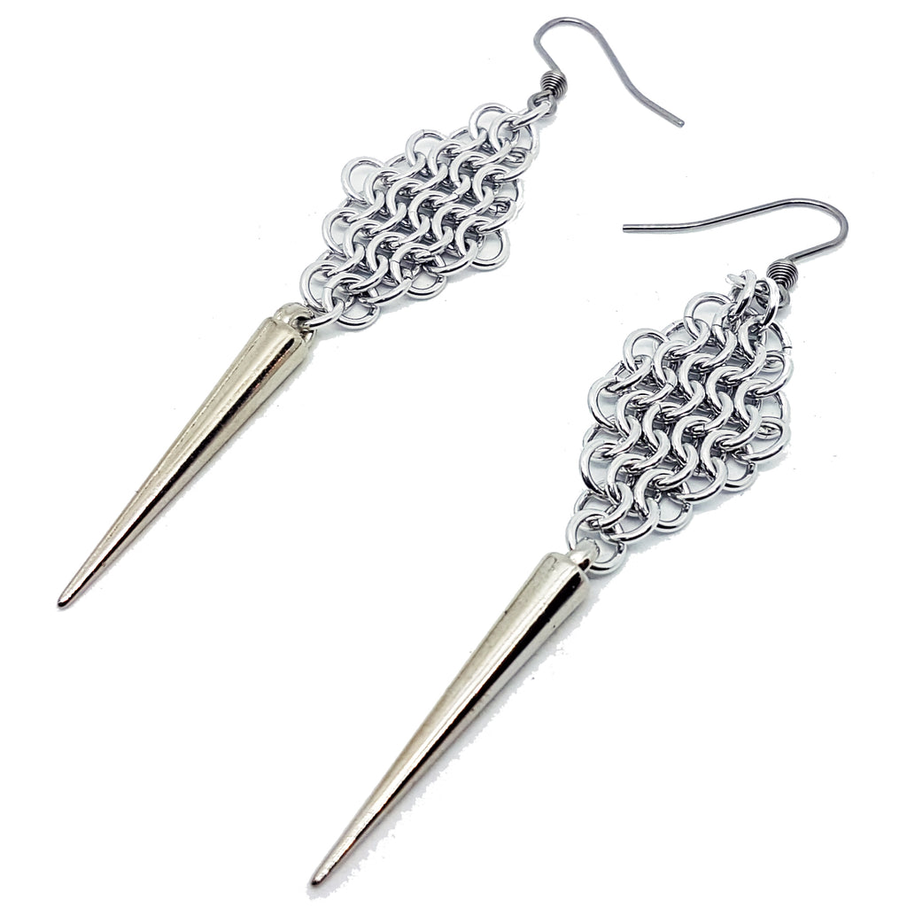 Chainmaille Diamond Shield Armour Earrings
