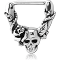 Nipple Bar Burials Skull Rose Hinged Clicker Surgical Steel