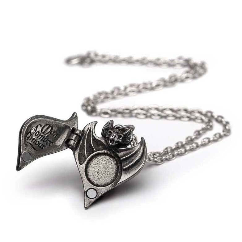 Darken Heart Bat Locket Necklace