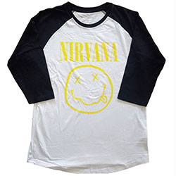 NIRVANA Yellow Classic Face 3/4 Sleeve Raglan Tee