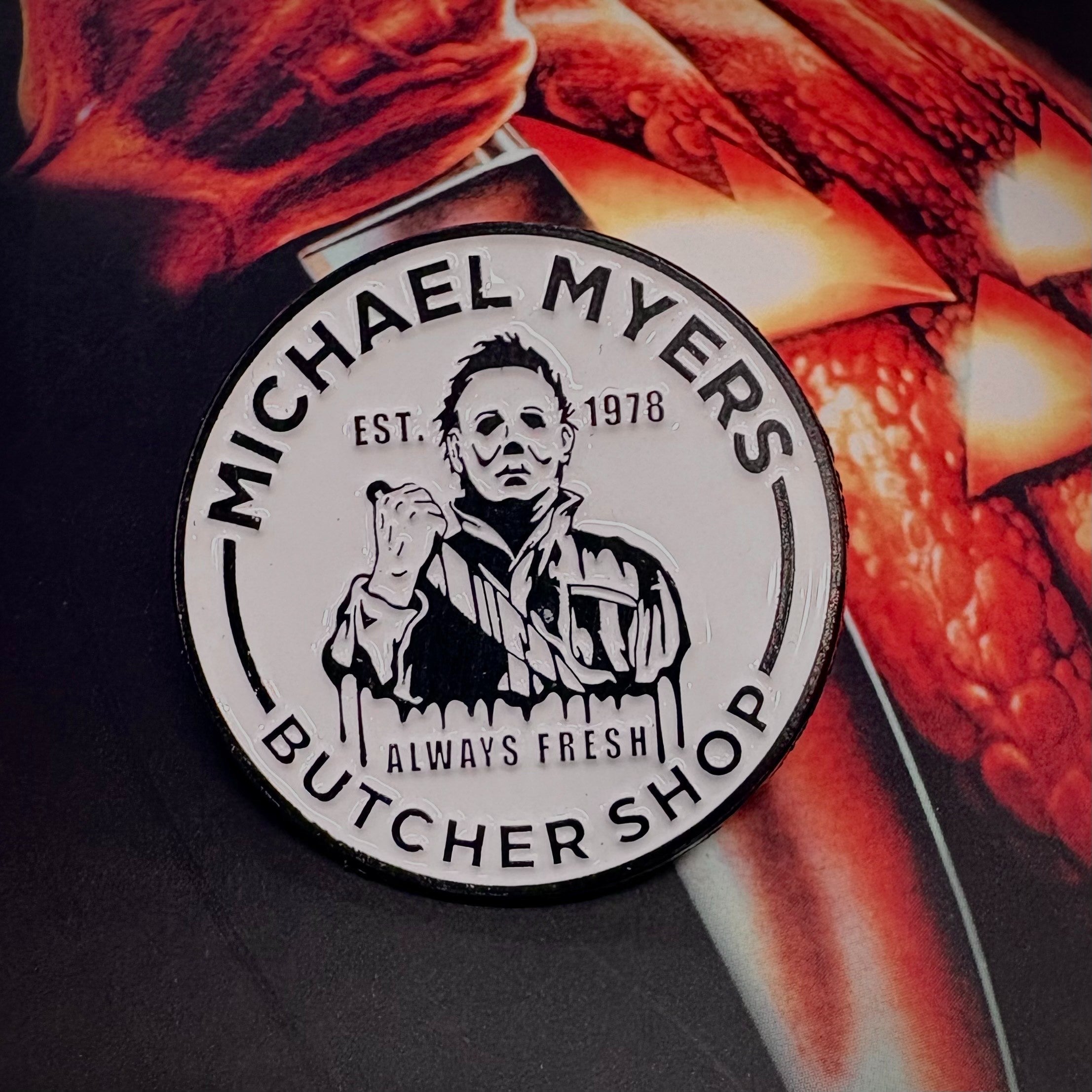 Michael Myers Butcher Shop Enamel Pin