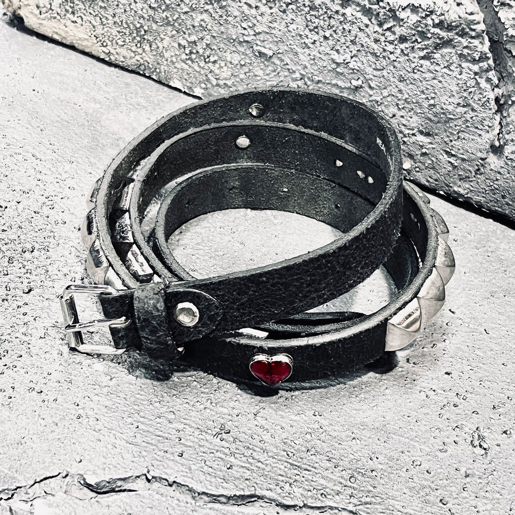 Alchemy Castile Heart-Ache Studded Leather Belt