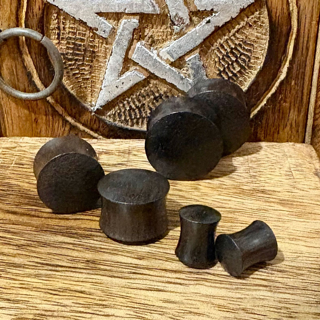 Sandalwood Black - Double Flared Wooden Ear Plug (Pair)