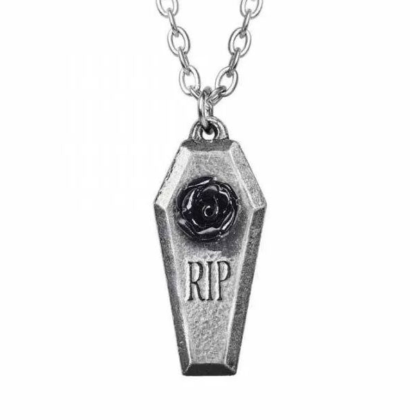 RIP Rose Coffin Necklace