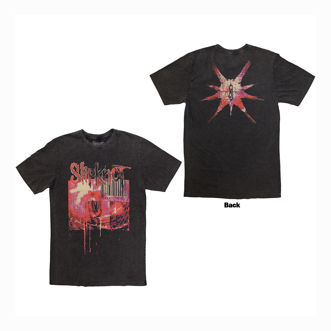 SLIPKNOT Barcode Stone Wash Tee (Backprint)